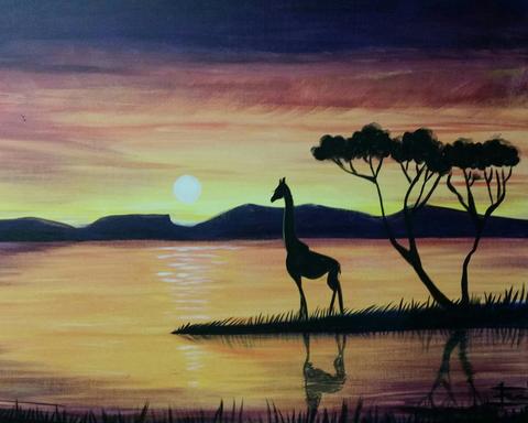 Serengeti Giraffe paint night by paint and cocktails