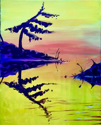 Lone Pine Reflection paint night by paintandcocktails