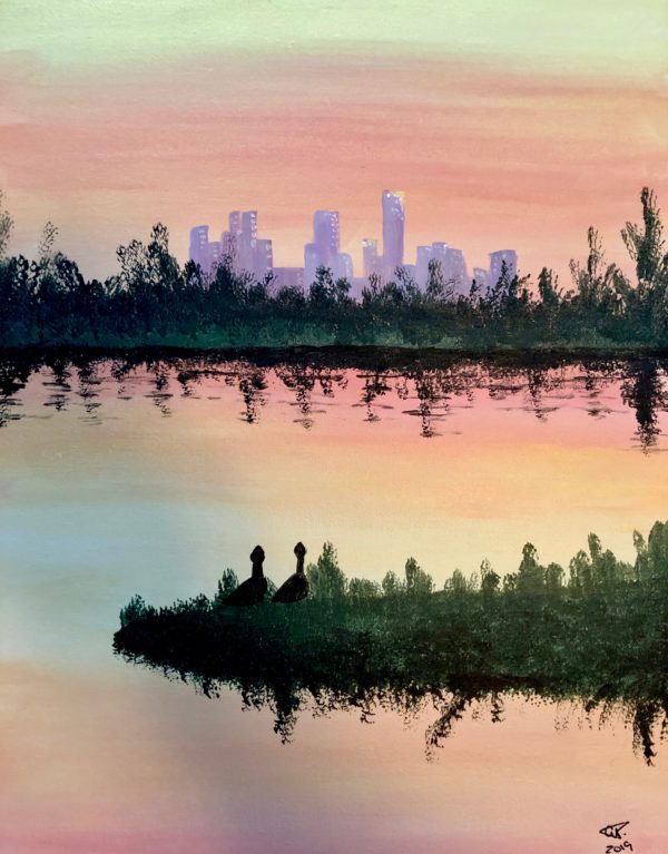 Serene City paint night by paint and cocktails