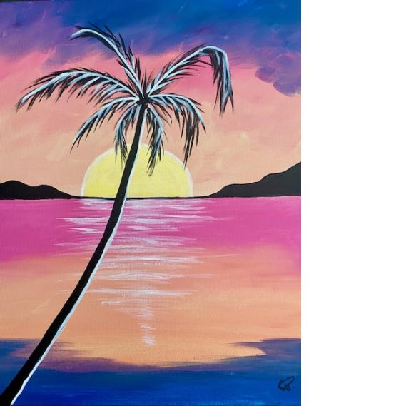 Paint Night At Kings Sports Bar & Grill, Guelph – “Tropical Palm" - Mar 13th, 2025