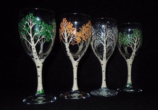 Four Seasons - Wine Glass Painting