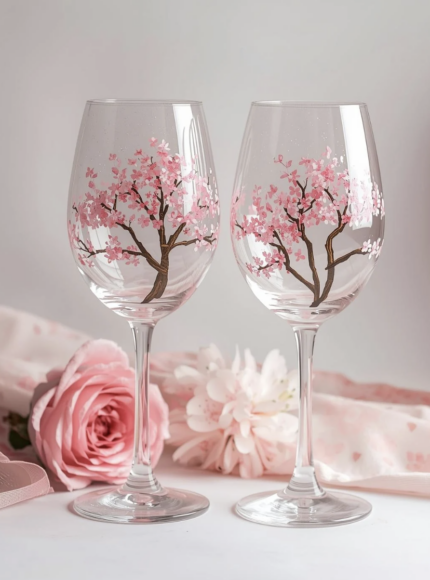 Cherry Blossom Wine Glasses